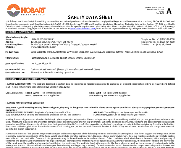 Hobart Quantum Arc D2 .035