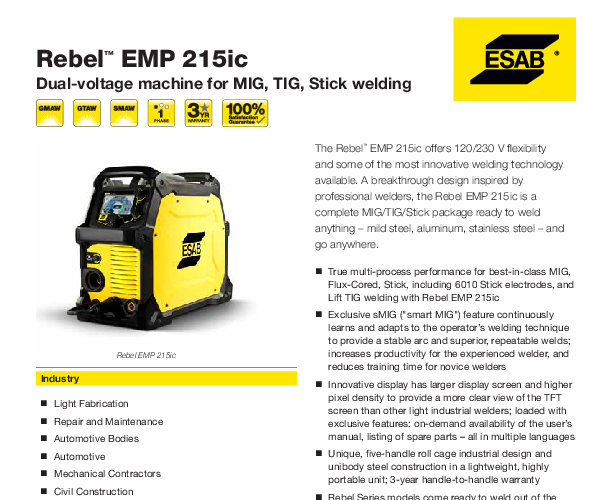 Tweco SG160REB-12 Spool Gun for ESAB Rebel Welders - Josef Gas