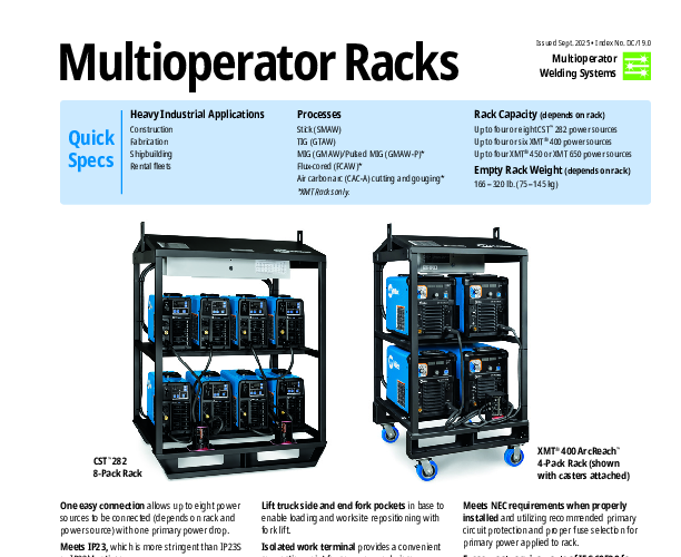 Miller 4-Pack Rack for CST and Maxstar Welders - Josef Gas