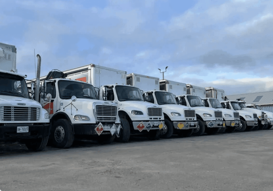 Josef gases trucks lined up for delivery
